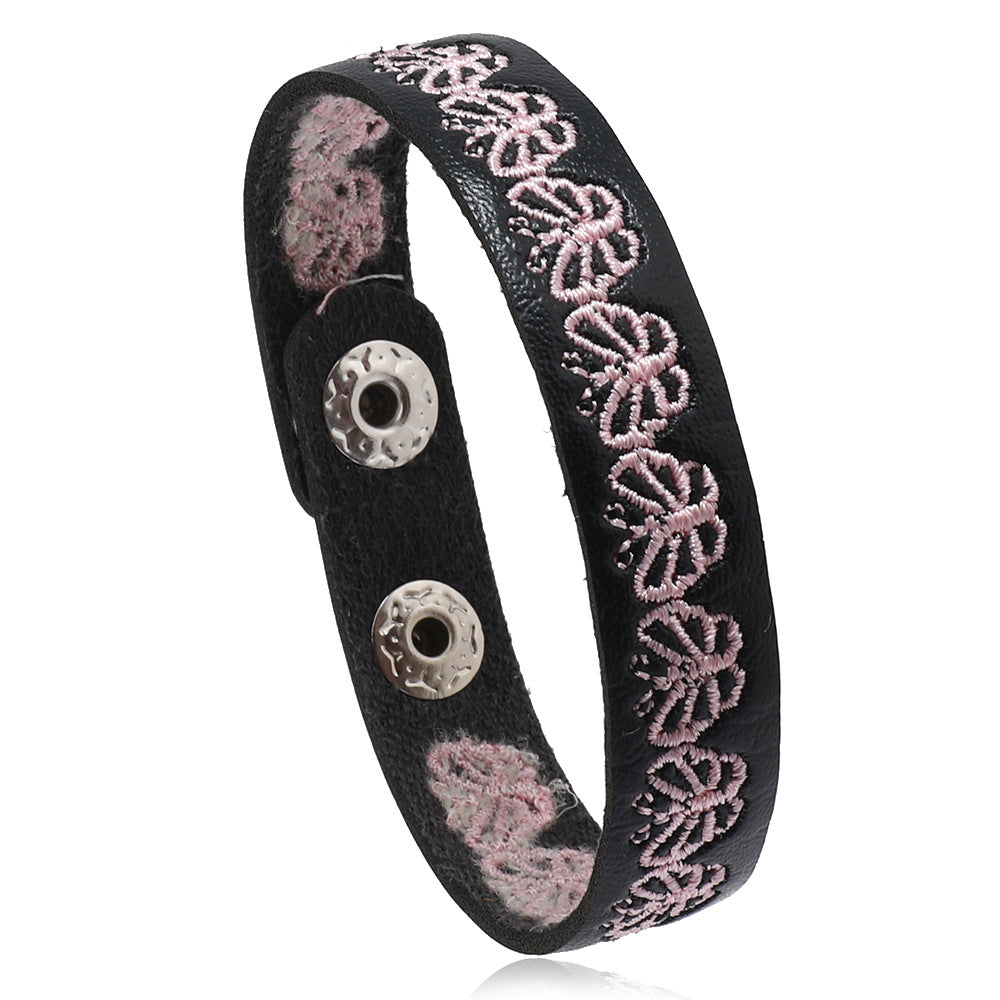 Wholesale 3PCS Leather butterfly embroidered bracelet