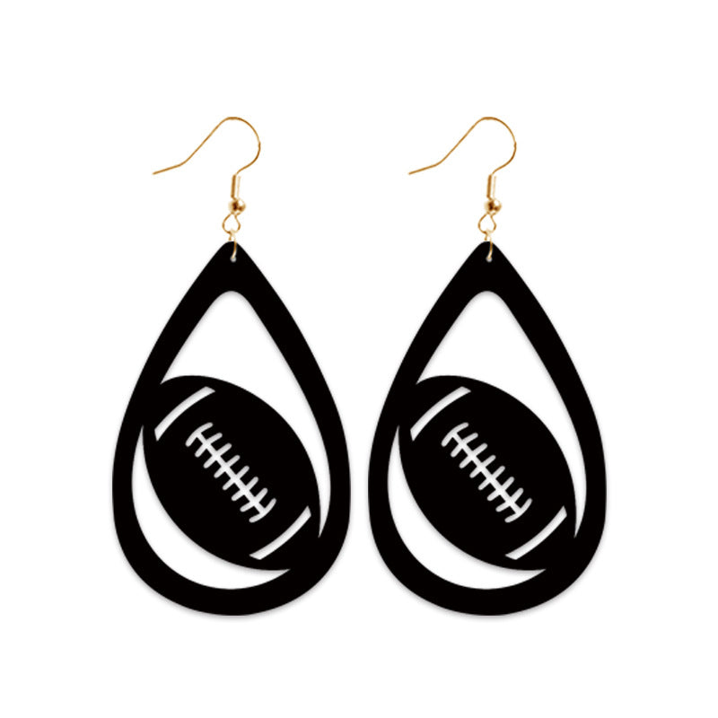 Wholesale 2 Pairs/pack Football Rugby Leather Earrings ACC-ES-HY182
