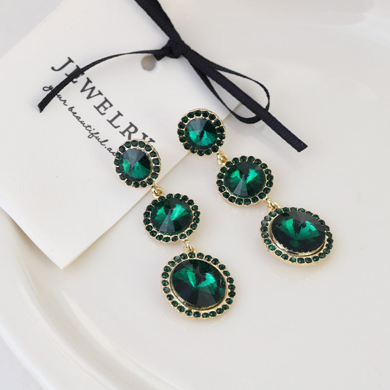 Wholesale green diamond flower lovely earrings