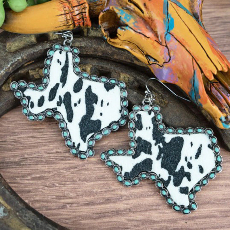 Wholesale Western style map turquoise lace earrings