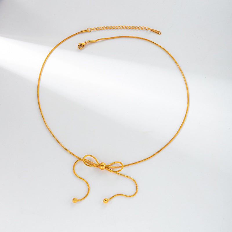 Wholesale  Light Luxury Stainless Steel Butterfly Knot Fashion All-match Necklace