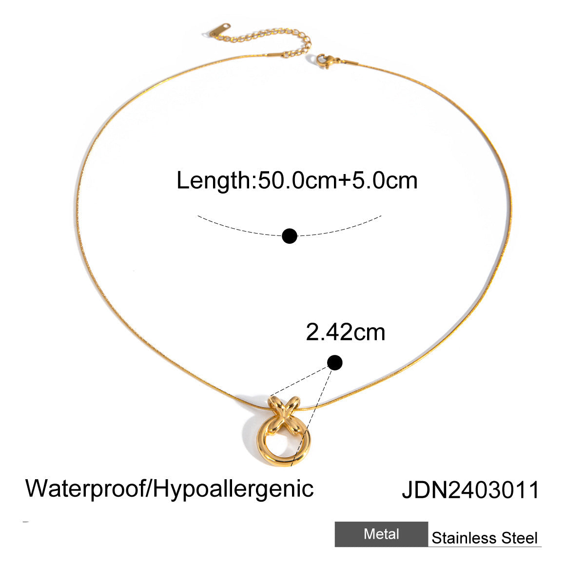 Wholesale 18k Gold Stainless Steel/XO One Pendant Necklace