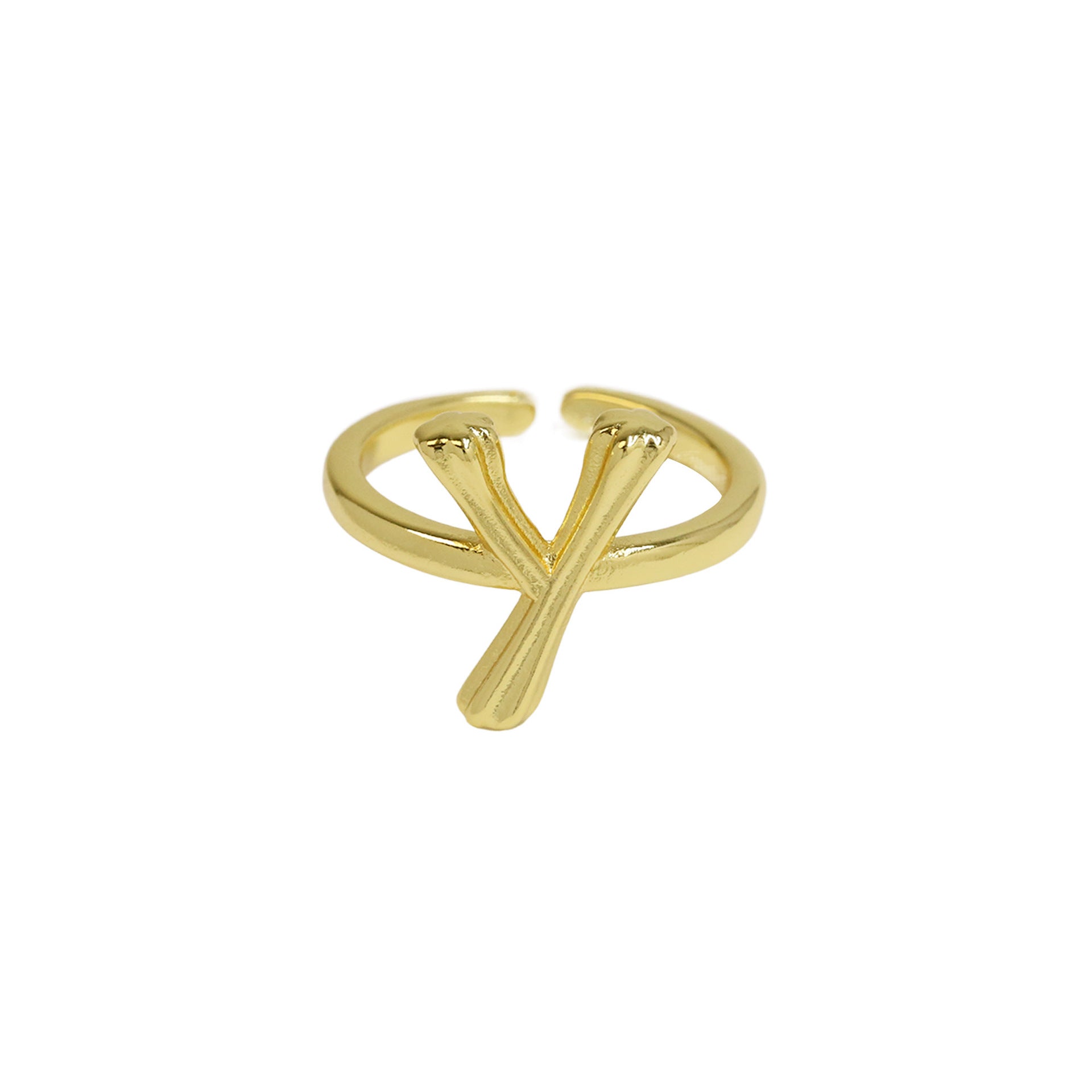 Wholesale  Golden Bamboo Bamboo Simple 26 English Letters Open Ring
