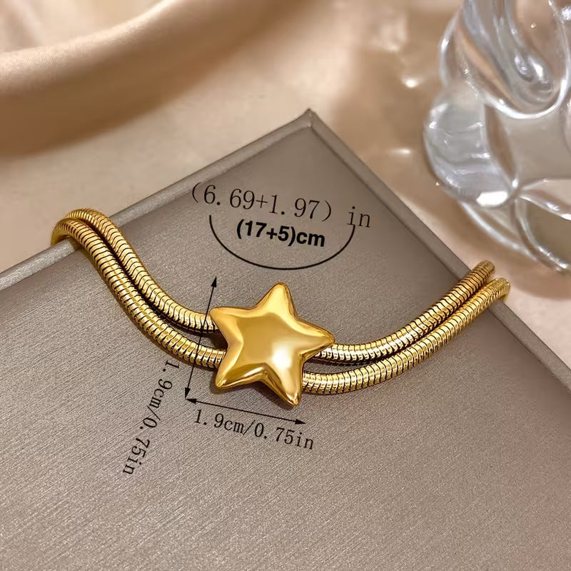 Wholesale Coiled Snake Wrap Bracelet With Star Charms Gold Titanium Steel Jewelry Stylish Unisex Gift For Boutique Resale
