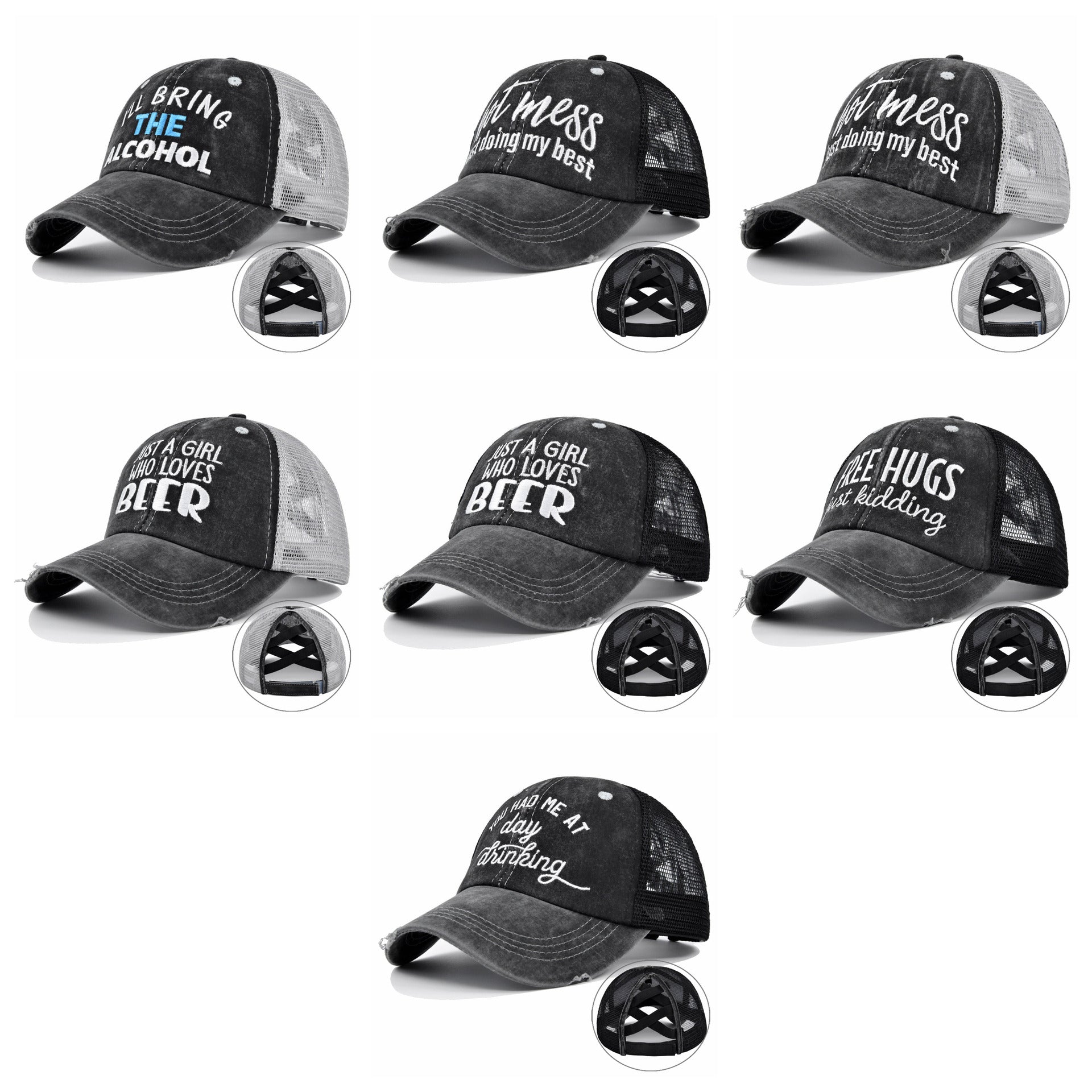 Wholesale Embroidered Hat Baseball Cap Three-dimensional Peaked Cap Cross Ponytail ACC-HT-DeXun001
