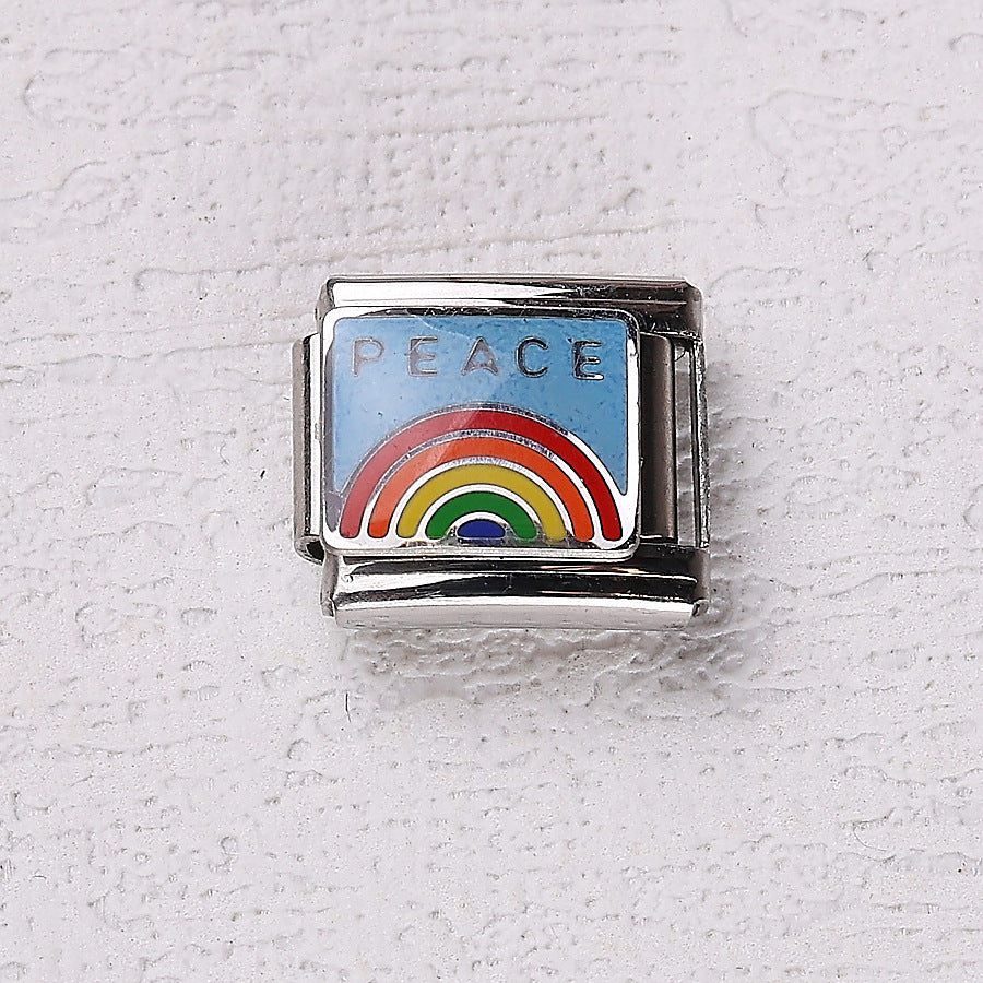 Wholesale 10pcs Italian Charm Bracelet 9mm DIY Splicing Blue Ocean Elements Stainless Steel Composable Bracelet