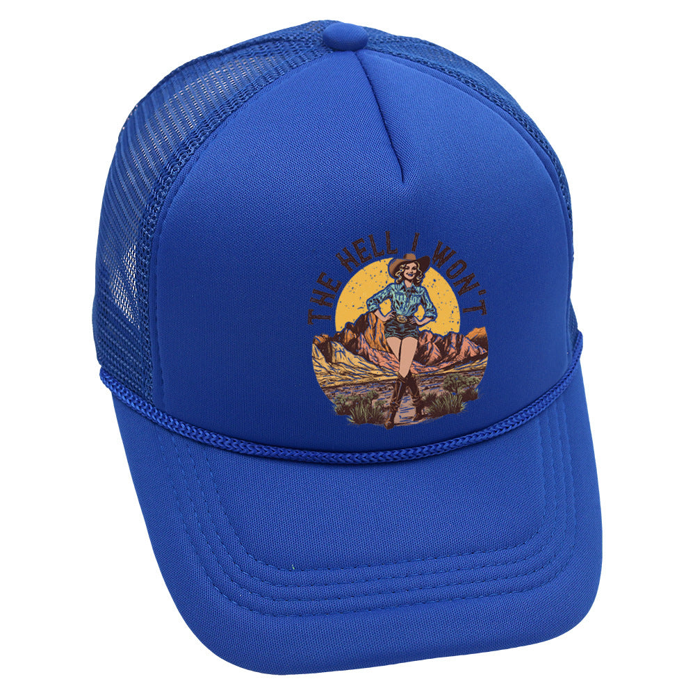 Wholesale Trucker Hat Western Style Cowboy Baseball Cap Printed Mesh Cap ACC-HT-HaiPu013