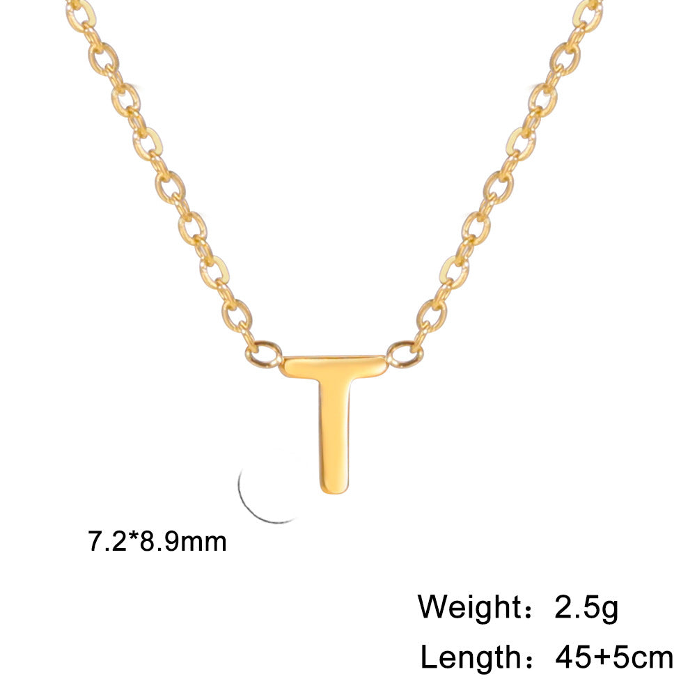Wholesale Letter Gold 18k Real Gold Electroplated Stainless Steel Necklace