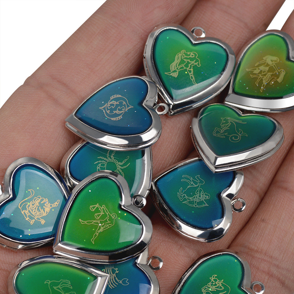 Wholesale Sweet Love Twelve Constellations Thermochromic Necklace Stainless Steel O-Line Chain ACC-NE-Hour001