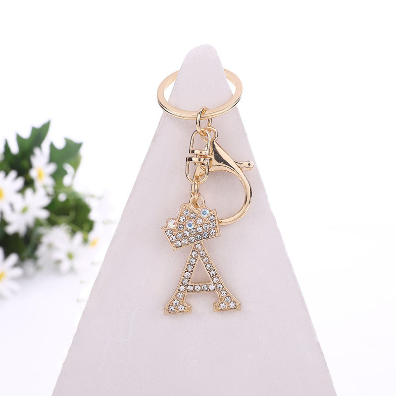 Wholesale Zinc Alloy Rhinestone Letter Keychain ACC-KC-YuanFei003