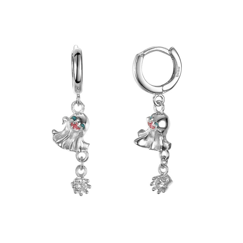 Wholesale Ghost S925 Sterling Silver Zircon Dangle Earrings ACC-ES-YWE003