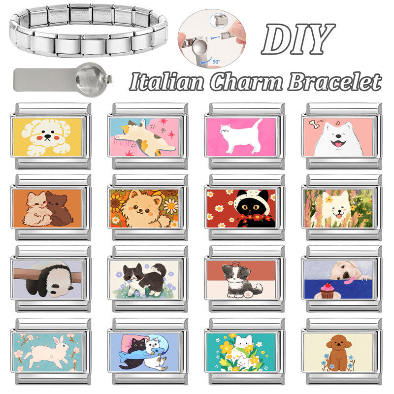 Wholesale Land Animal Italian Charms
 DIY pet Section Creative Stainless Steel Composable Bracelet