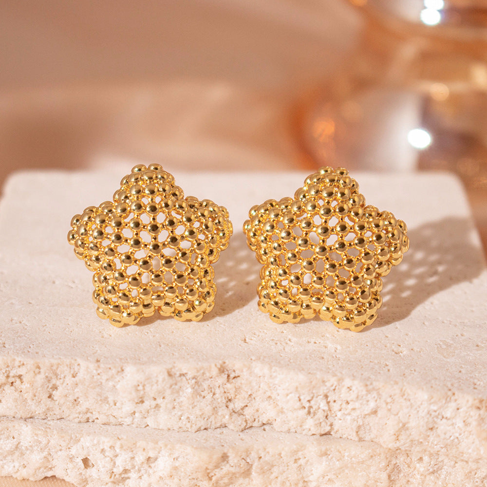 Wholesale  hollow five-pointed star earrings retro earrings
