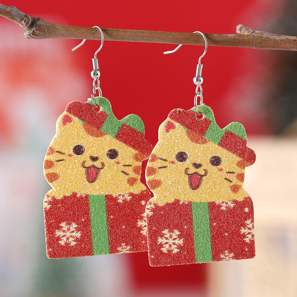 Wholesale Christmas Tree Lights Cat Earrings ACC-ES-ChuLian098