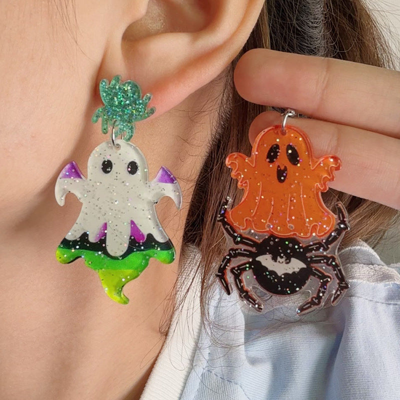 Wholesale  contrasting color cartoon ghost acrylic earrings