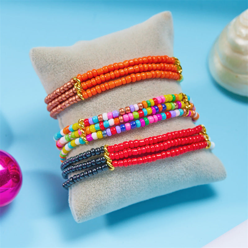 Wholesale Bohemian Style Multi-layered Braided Rice Bead Bracelet
