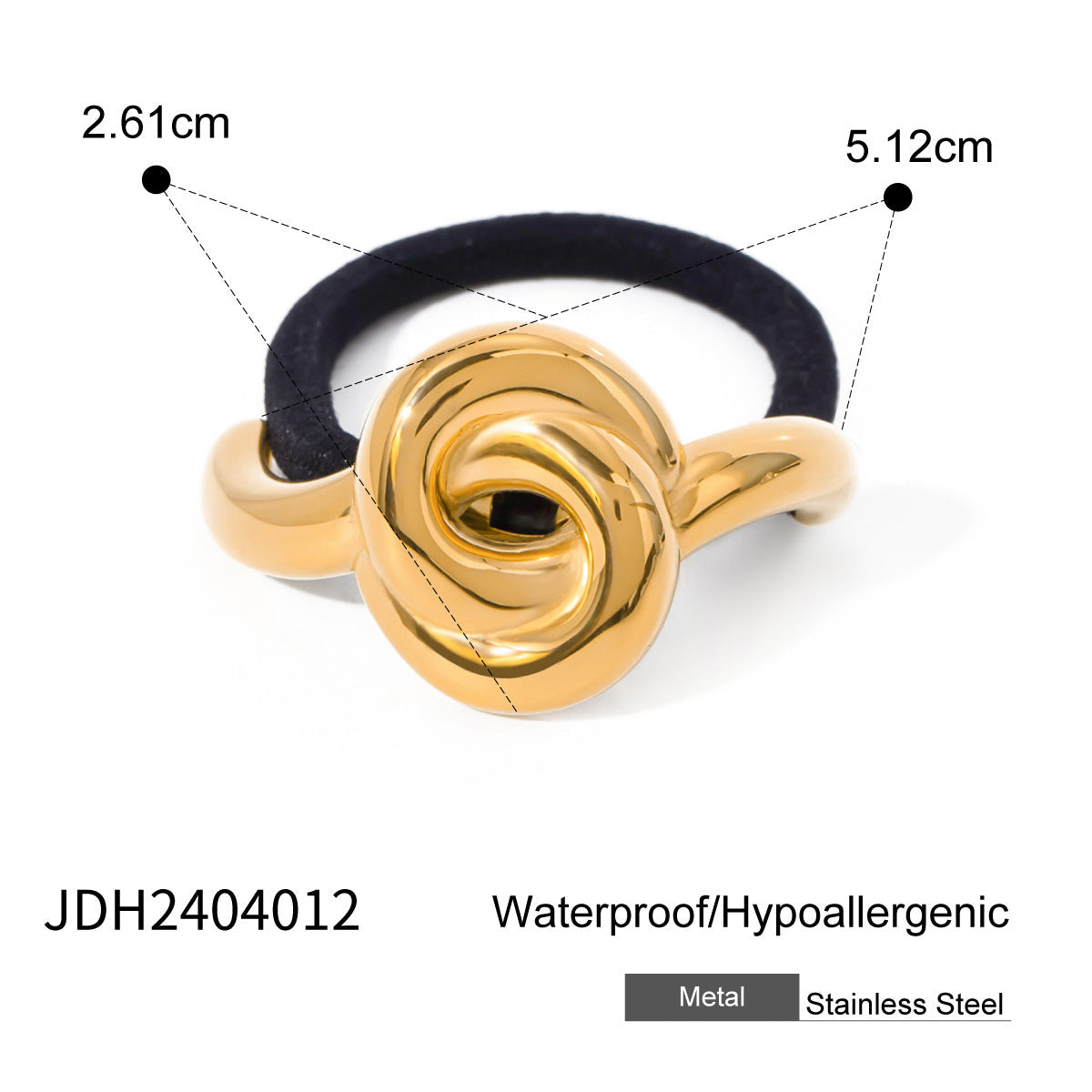 Wholesale stainless steel smooth hair rope black rubber band hair ring high