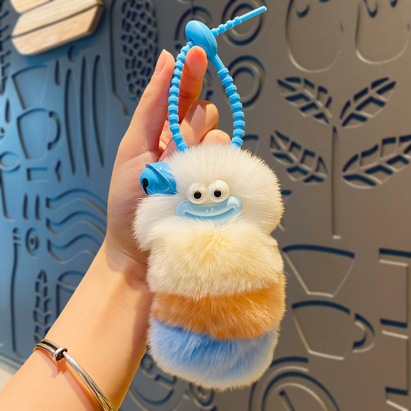 Wholesale Creative plush ugly adorable rabbit caterpillar keychain