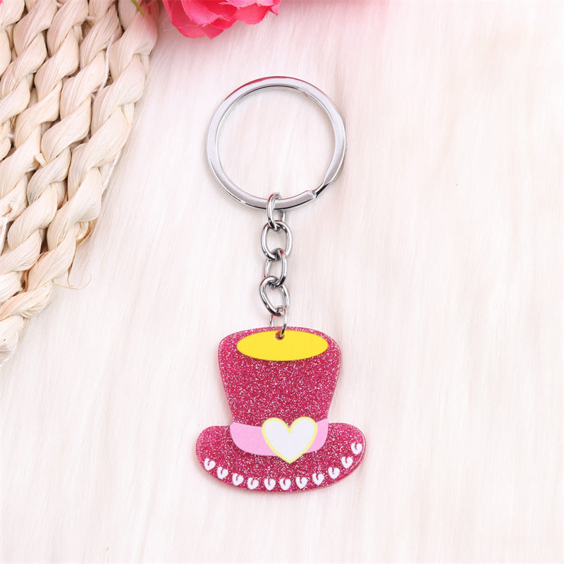 Wholesale Valentine's Day Dwarf Horseshoe Sweater Hat Acrylic Keychain
