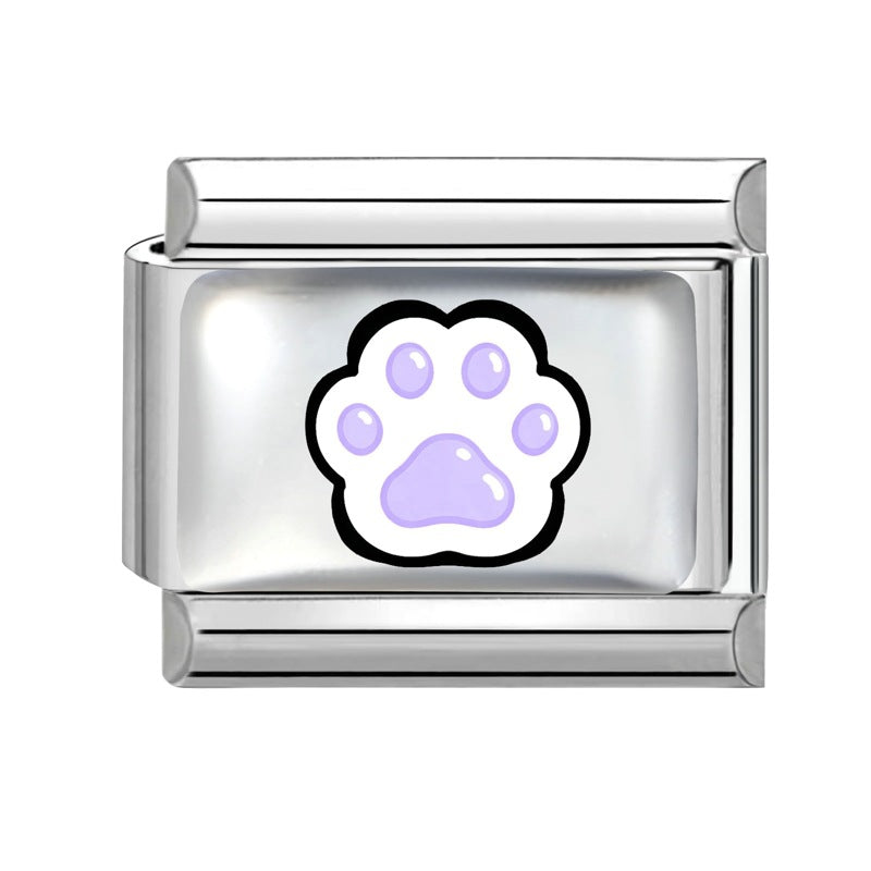 Wholesale Cute Pet Paw Print Charms Stainless Steel For DIY Bracelet Making Fashion Jewelry Accessory Gift