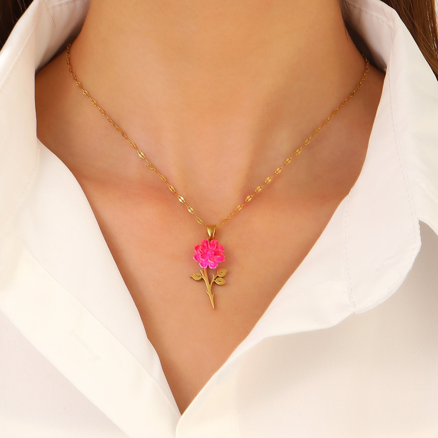 Wholesale Love Rose Necklace  Flower Heart-shaped Clavicle Chain