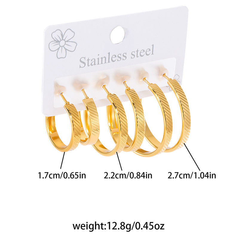 Wholesale Minimalist Gold-Plated Stainless Steel Hoop Earrings,  Trendy Jewelry Accessory