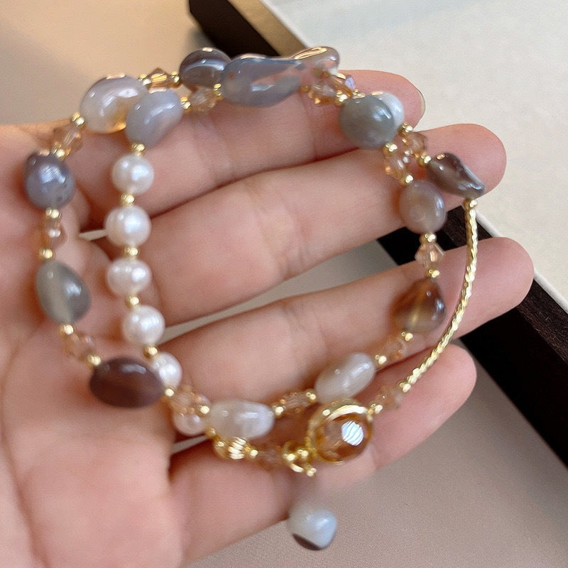 Wholesale Crystal Electroplated Double Layer Bracelet - Trendy Everyday Jewelry Accessory for Women Gift