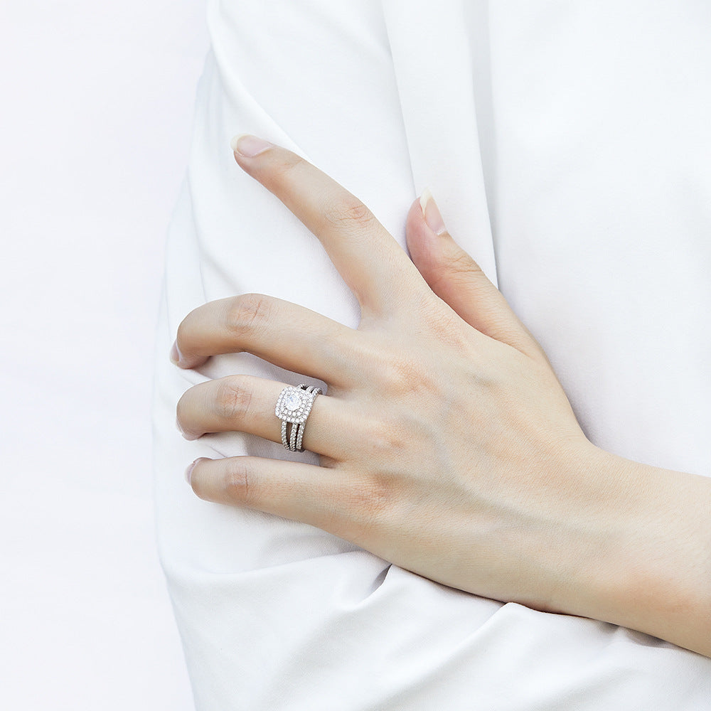 Wholesale  925 sterling silver zircon couple set ring