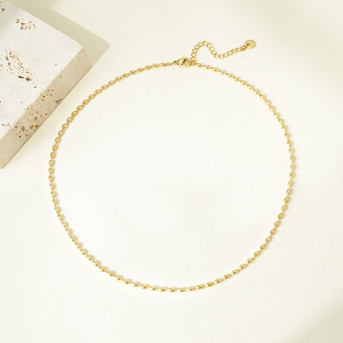 Wholesale Titanium steel rice grain steel bead necklace