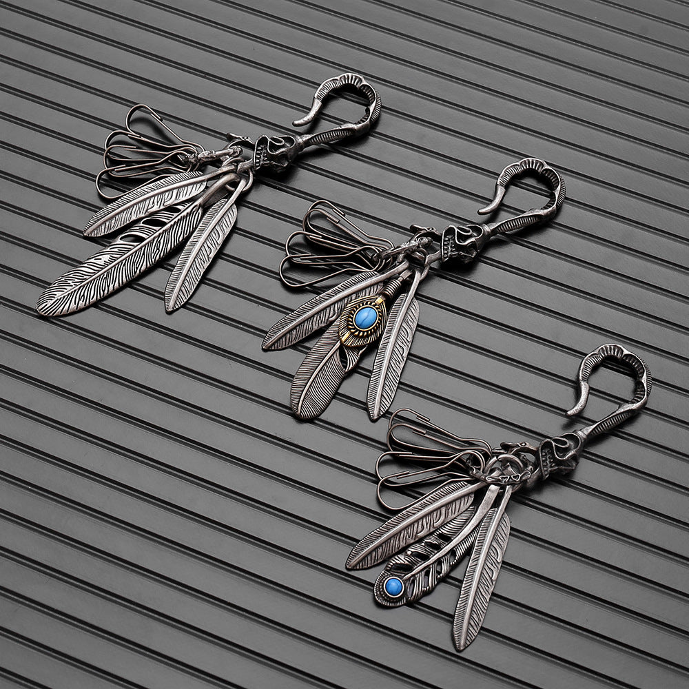 Wholesale Vintage Turquoise Feather Keychain