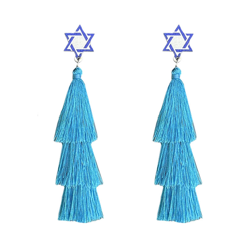 Wholesale 2pcs Star Tassel Earrings