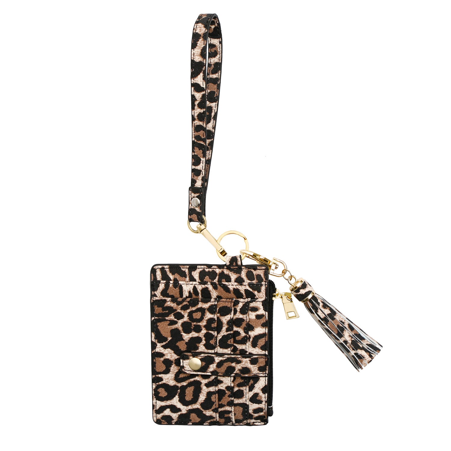 Wholesale Leopard Print Leather Coin Purse Card Holder Wrist Keychain