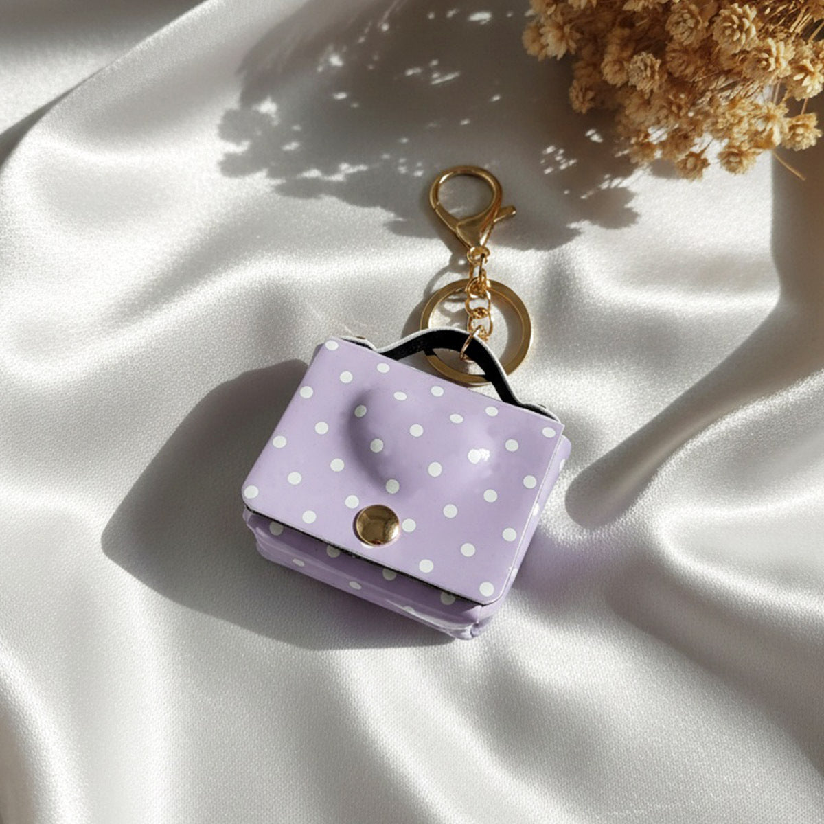 Wholesale Polka Dot Heart Leather Mini Coin Purse Keychain Bag Charm Stylish Gift