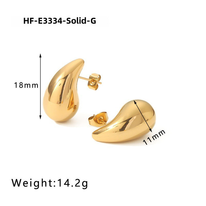 Wholesale Hollow Large and Small Water Drops Plated with 18K Real Gold  Copper Earrings