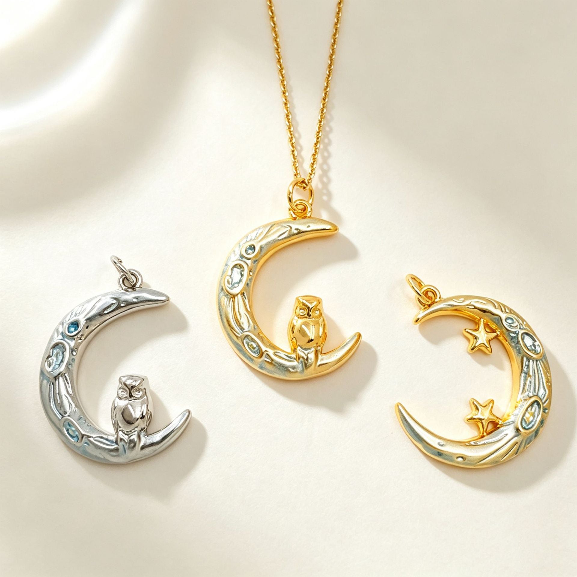 Wholesale Gold Plated Copper Crescent Moon Pendant Necklace Fashion Accessory Gift