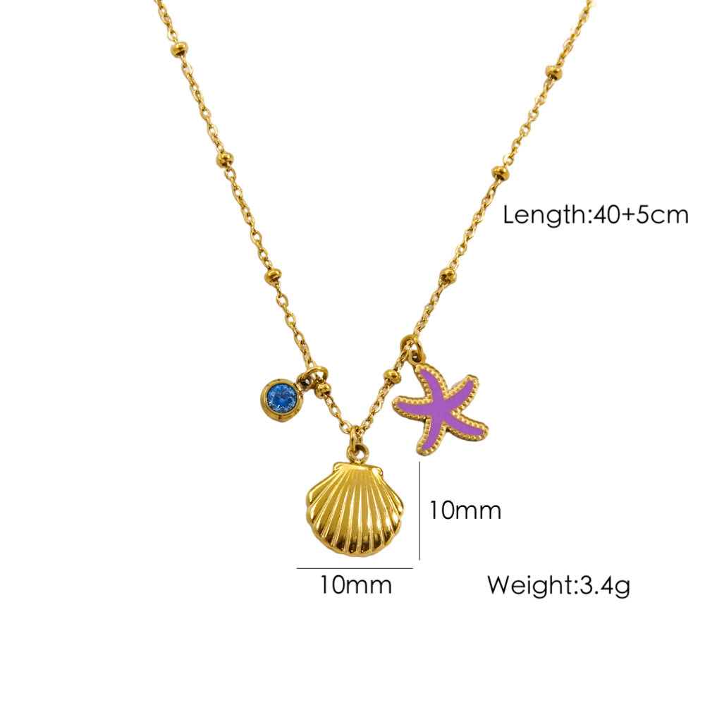 Wholesale Ocean Series 14K Gold Stainless Steel Necklace