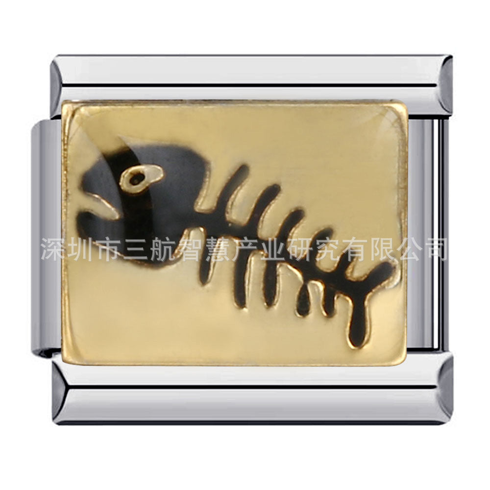 Wholesale 5pcs Italian Charm Bracelet 9mm DIY Splicing Star Smiley Face Stainless Steel Composable Bracelet