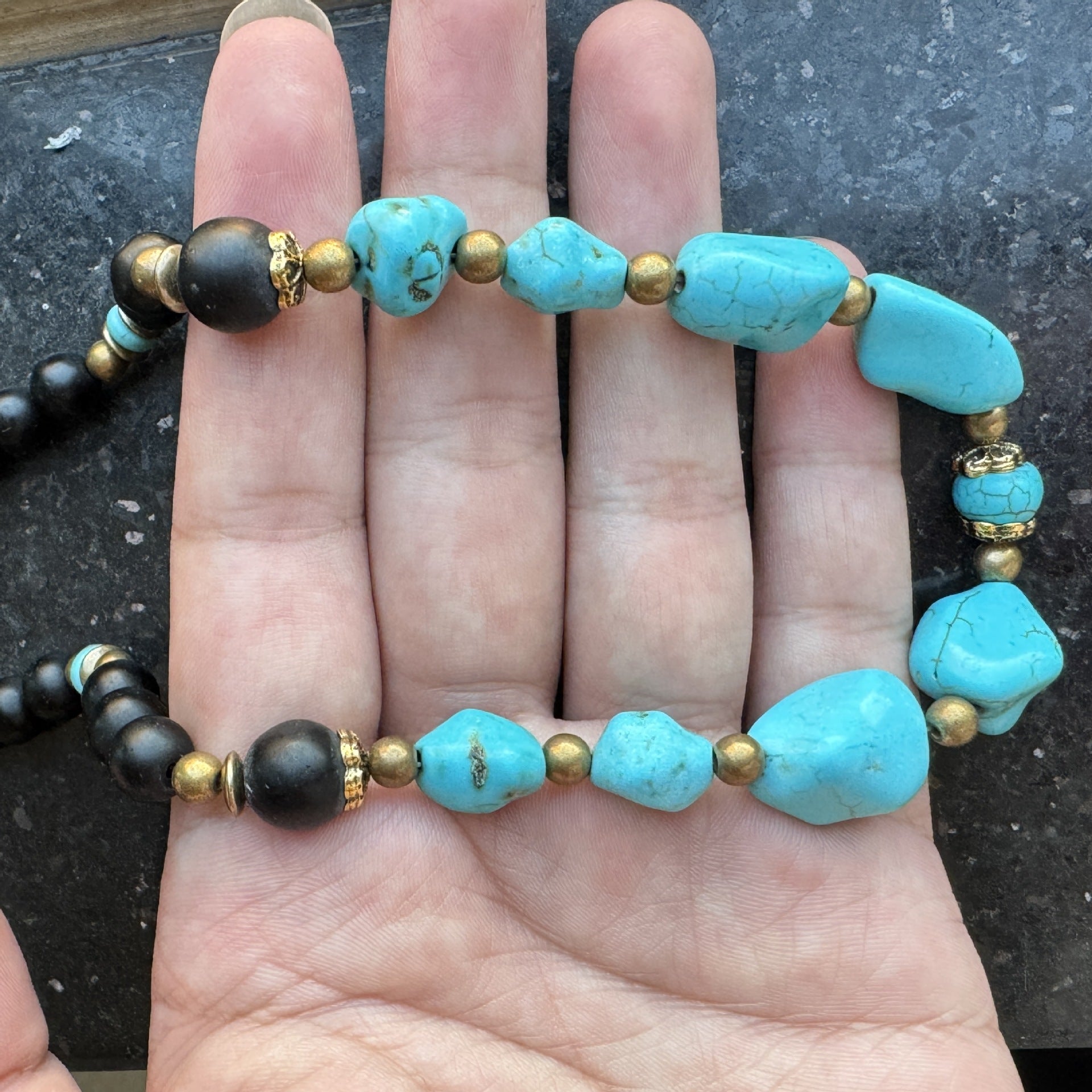 Wholesale Turquoise Volcanic Stone Necklace Ethnic Bohemian Style Men' s Fashion Accessory Gift