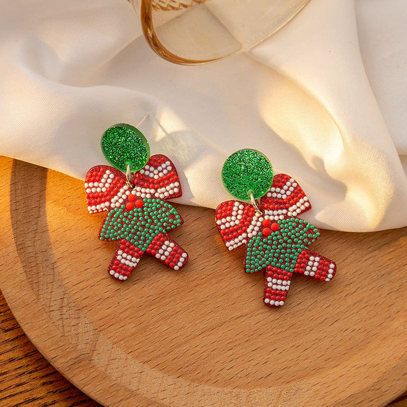 Wholesale Santa Claus Acrylic Snowflake Elk Hollow Earrings Christmas Socks Earrings ACC-ES-MDD076