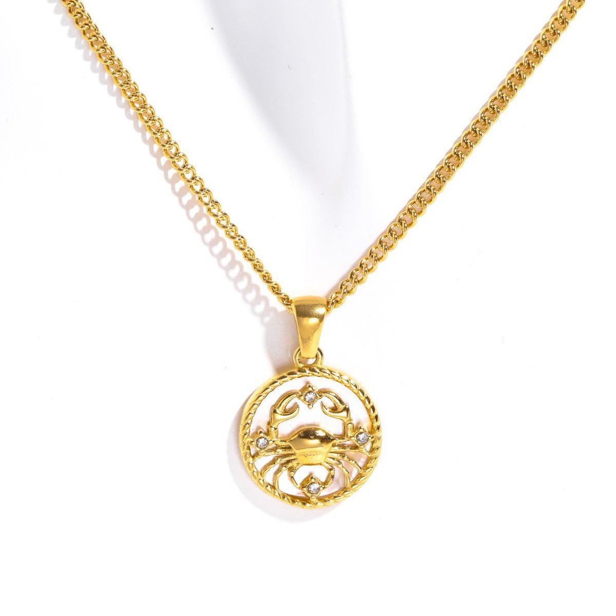 Wholesale 12 Zodiac Signs Shell 12 Zodiac Signs Coin Necklace 18k Gold Stainless Steel Necklace ACC-NE-Jipei014