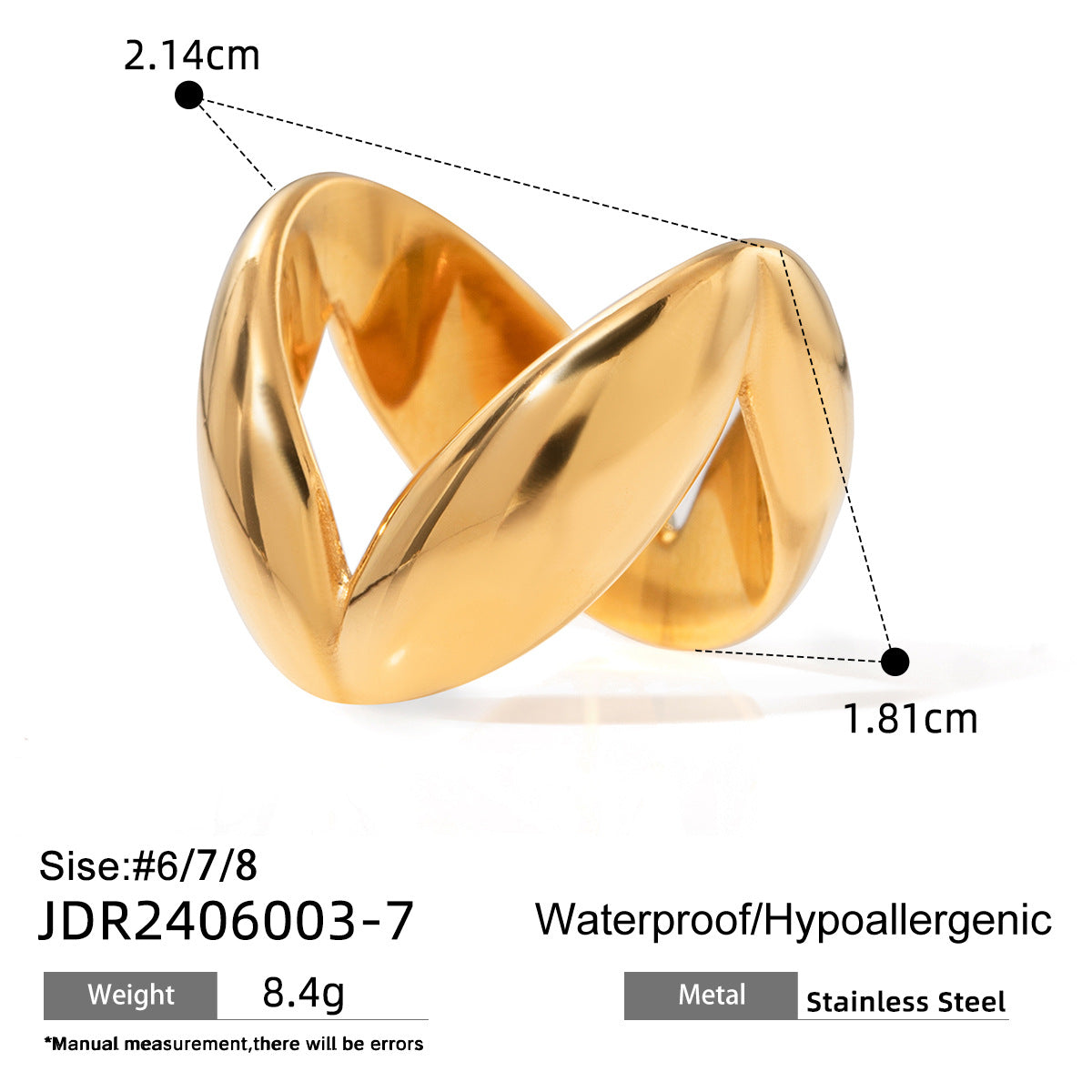Wholesale  tail ring does not fade simple smooth 18k gold stainless steel V-shaped  ring
