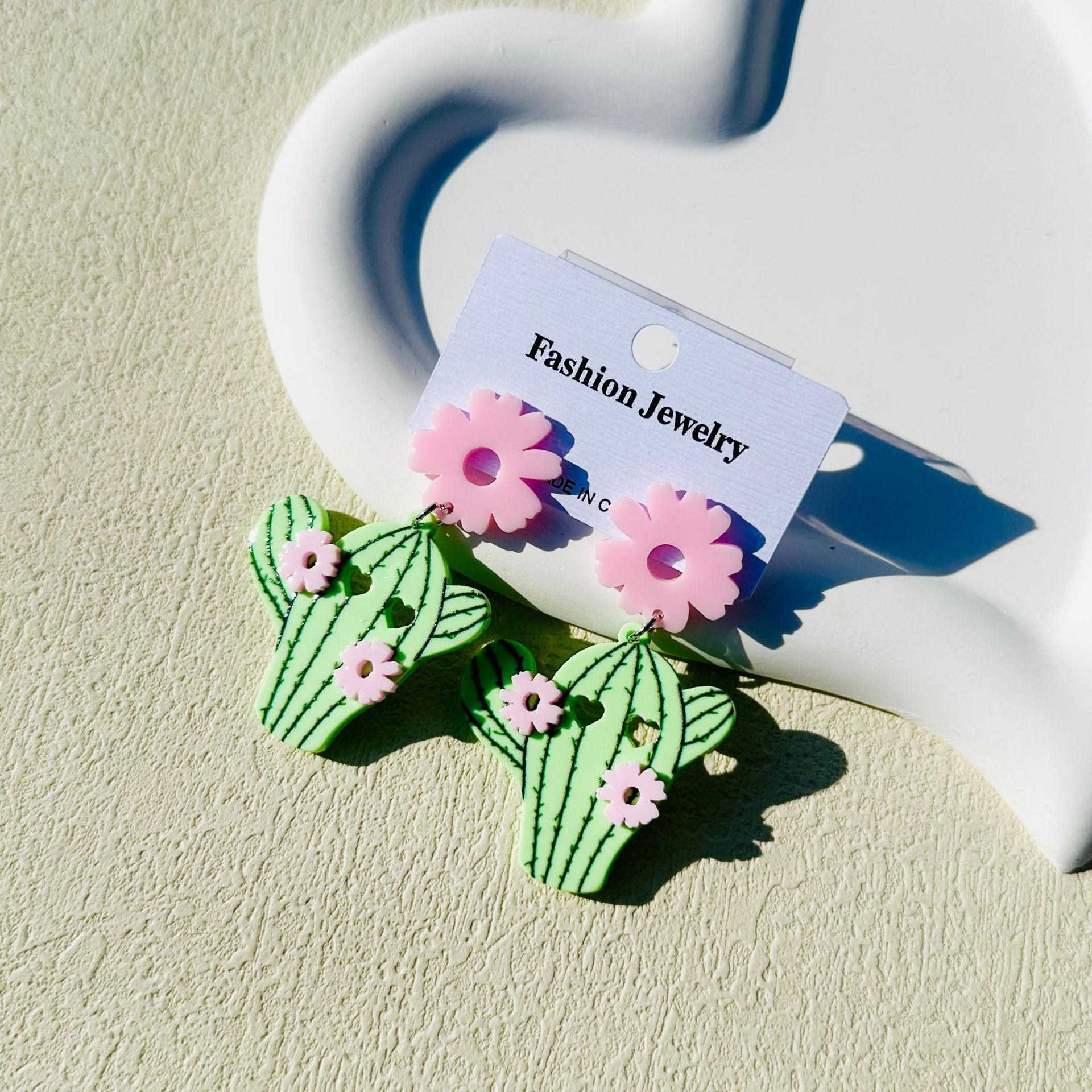 Wholesale Flower Cactus Acrylic Earrings Cute Earrings ACC-ES-ChiCha001
