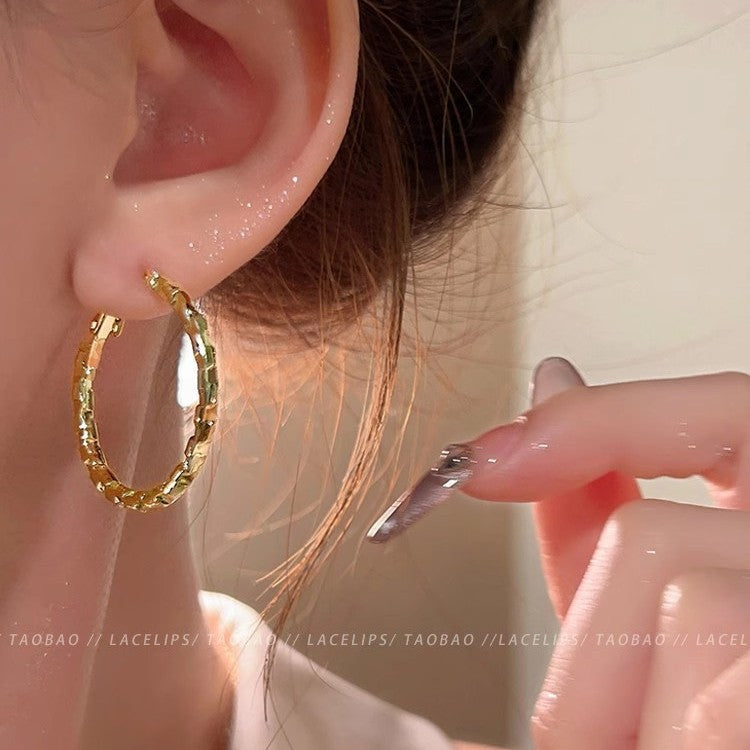 Wholesale  Broken Silver Circle Earrings