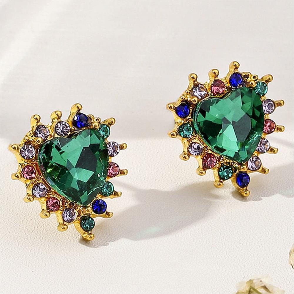 Wholesale green diamond flower lovely earrings