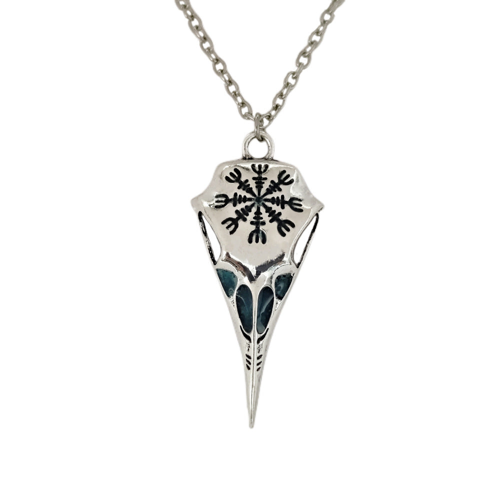 Wholesale  Retro Luminous Pendants Viking Crow Skull Eagle Beak Luminous Necklace