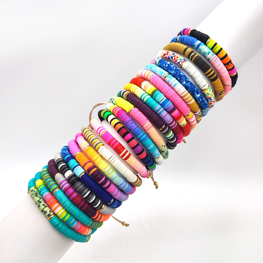 Wholesale Multi-layered Bracelets with Bohemian Beach Style Colorful Polymer Clay Bracelets Layered Bracelet Set ACC-BT-Qiqi008