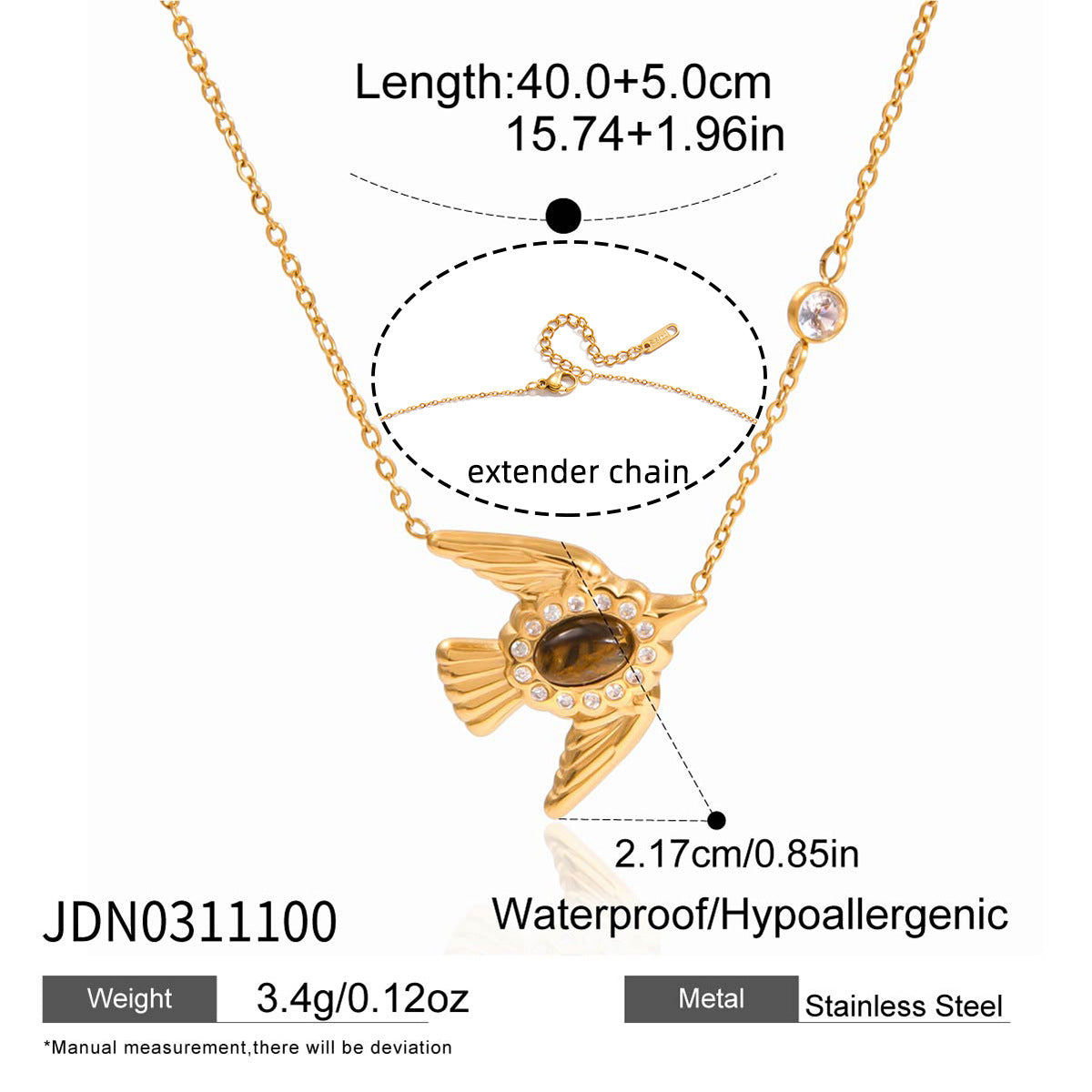 Wholesale 18K Stainless Steel Tiger Eye Dove Jewelry Set