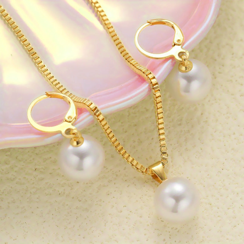 Wholesale Pearl Necklace  Earrings Jewelry suit