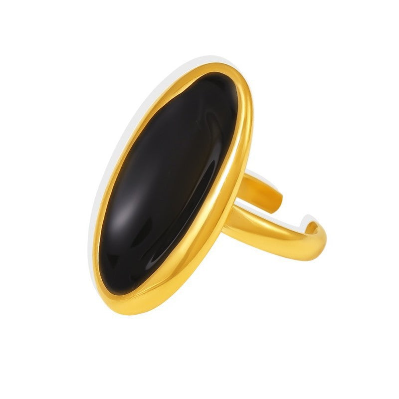 Wholesale  Oval Open Ring Light Luxury Drop Oil Stainless Steel Rings