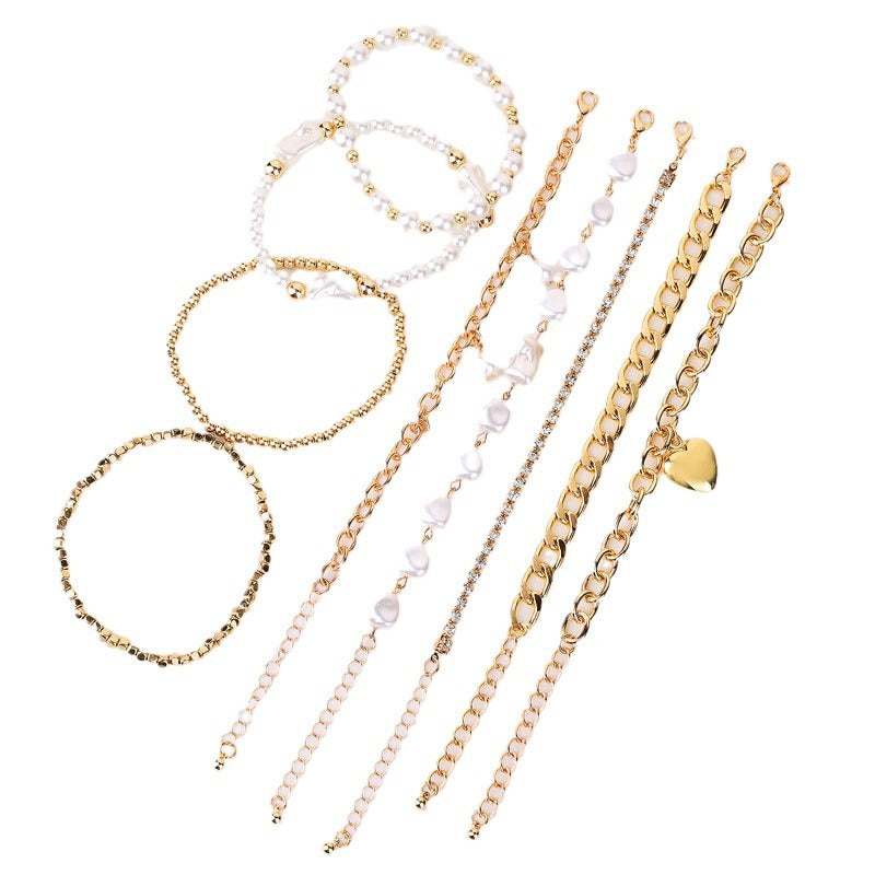 Wholesale 9pcs Heart Pendant Pearl Bracelet ACC-BT-GuTe002